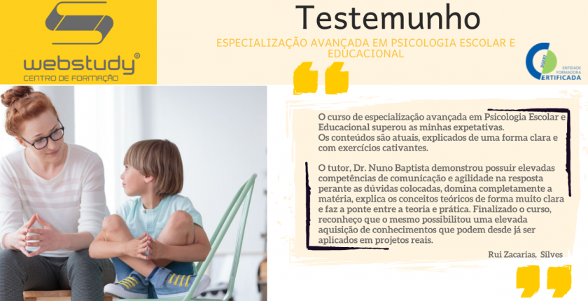 Testemunho Especialização Pós-Universitária Psicologia Escolar e Educacional