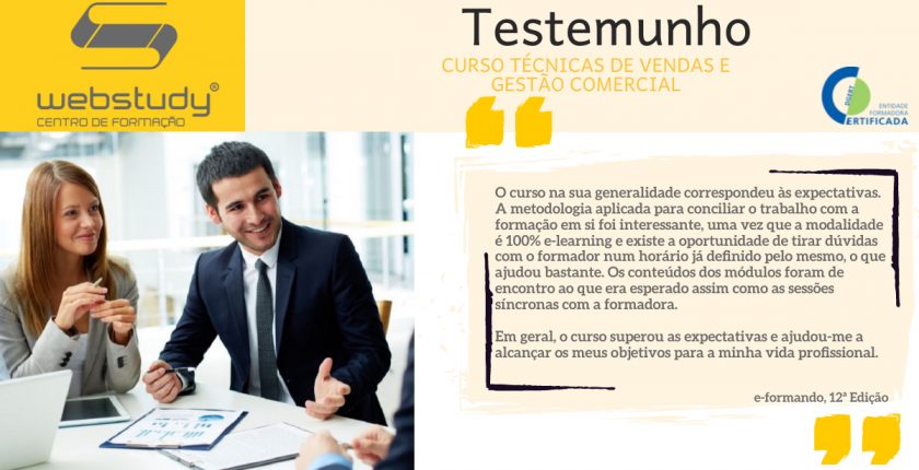 Testemunho Técnicas de Vendas e Gestão Comercial